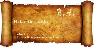 Nika Armanda névjegykártya